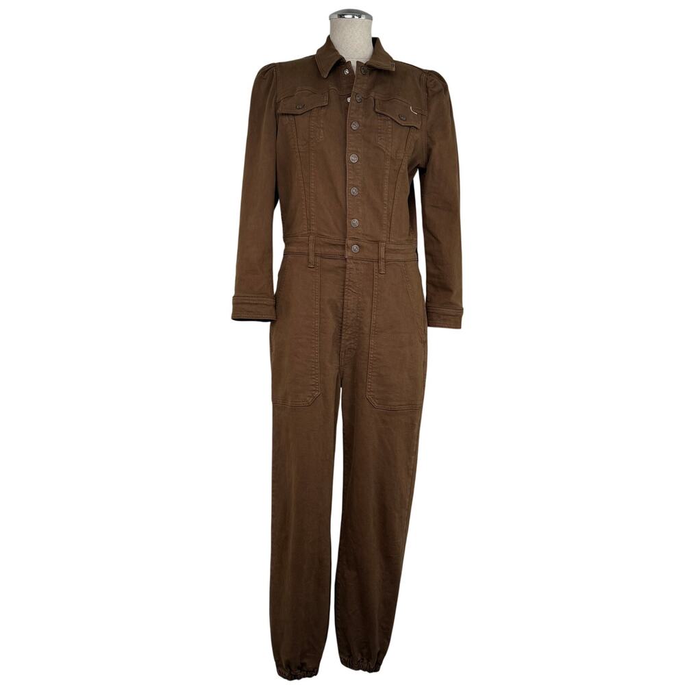 MOTHER The Puffy Wrapper Jumpsuit Earth Brown Utility Cotton Size M Workwear